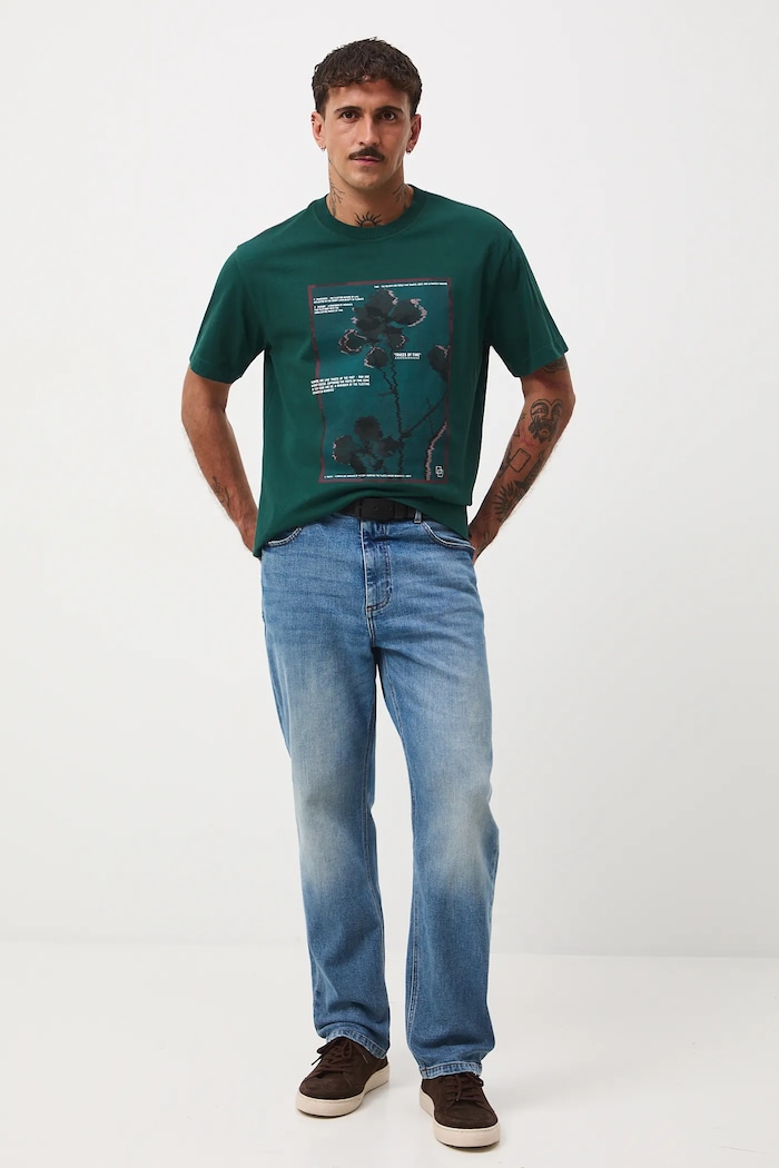 T-shirt bawełniany męski z nadrukiem RW25-TSM502 zielony RW25