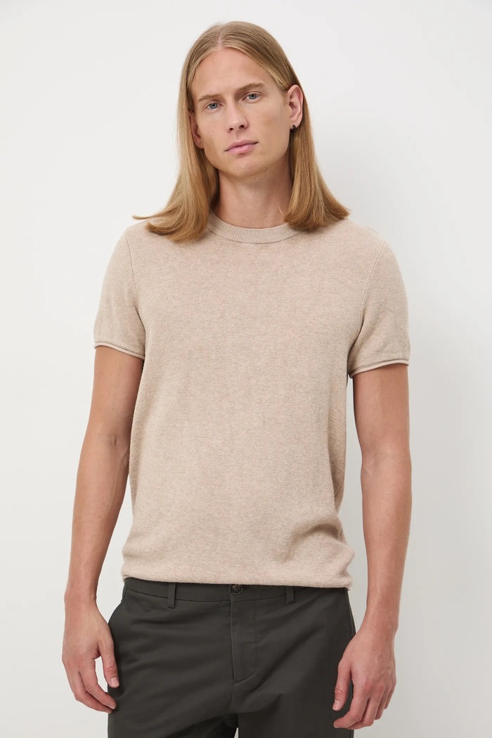 T-shirt męski melanżowy beżowy RW25-TSM508