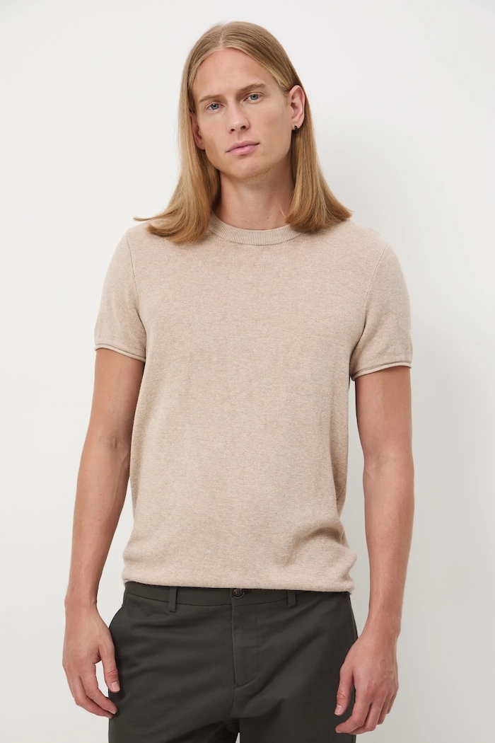 T-shirt męski melanżowy beżowy RW25-TSM508
