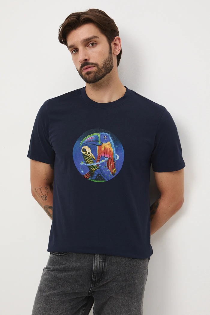 Odzież T-shirt bawełniany męski z kolekcji Tajemniczy Świat Medicine RW25-TSM550 granatowy