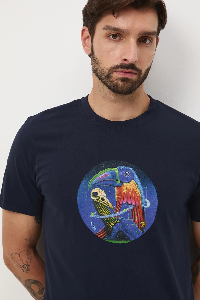 T-shirt bawełniany męski z kolekcji Tajemniczy Świat Medicine RW25-TSM550 granatowy