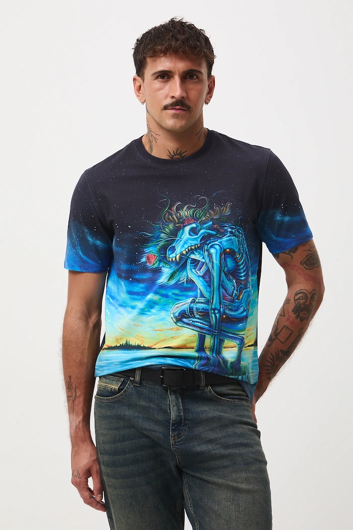 T-shirt bawełniany męski z elastanem z kolekcji Tajemniczy Świat Medicine RW25-TSM560 multicolor RW25