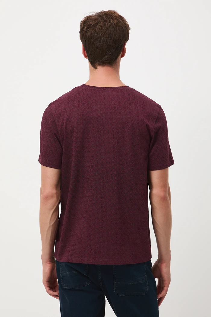 Odzież T-shirt bawełniany męski wzorzysty RW25-TSM600 bordowy