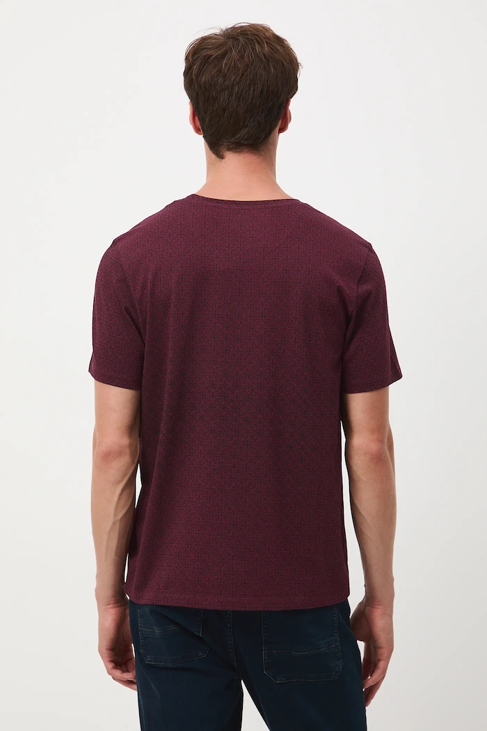 Odzież T-shirt bawełniany męski wzorzysty RW25-TSM600 bordowy