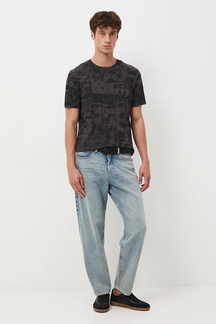 T-shirt bawełniany męski wzorzysty RW25-TSM601 szary RW25
