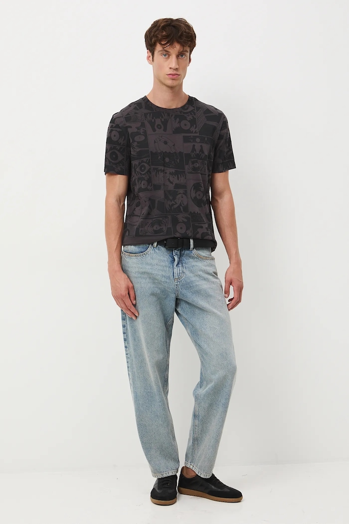 T-shirt bawełniany męski wzorzysty RW25-TSM601 szary RW25