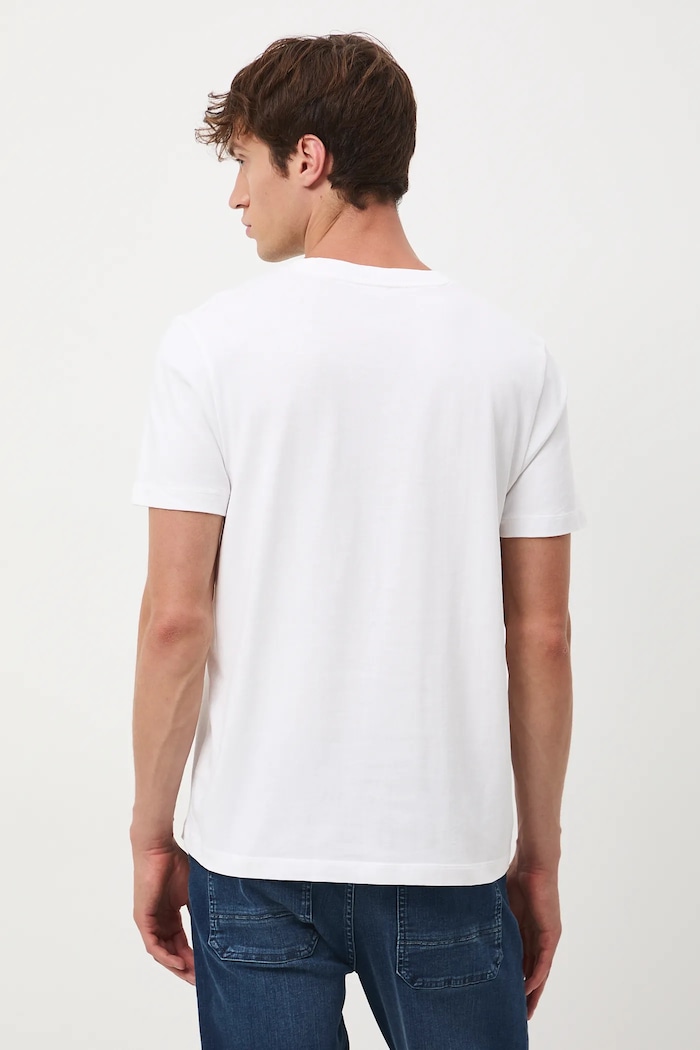 Odzież T-shirt bawełniany męski z ozdobnym haftem RW25-TSM605 biały