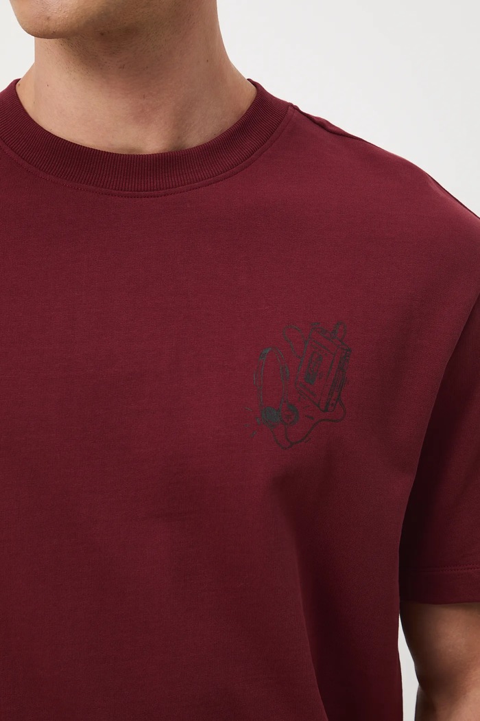 T-shirt bawełniany męski z nadrukiem RW25-TSM606 czerwony