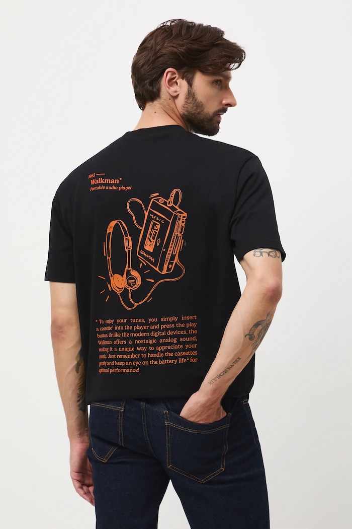 Odzież T-shirt bawełniany męski z nadrukiem RW25-TSM606 czarny