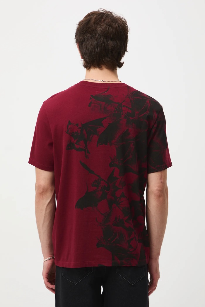 Odzież T-shirt bawełniany męski wzorzysty RW25-TSM712 bordowy