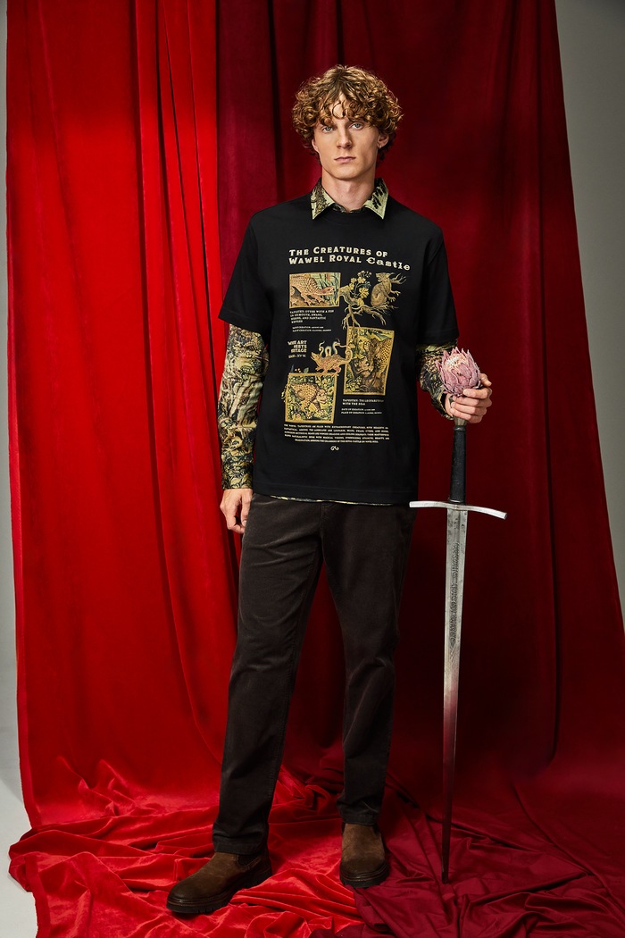 T-shirt bawełniany męski z kolekcji Zamek Królewski na Wawelu x Medicine RW25-TSM857 czarny RW25