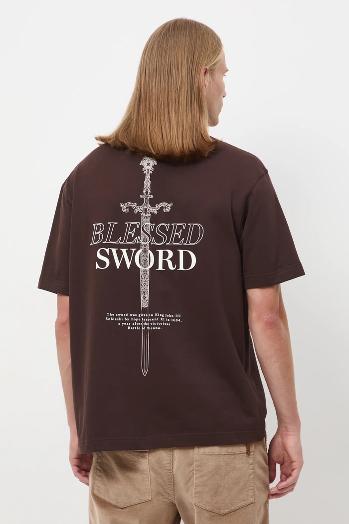 T-shirt bawełniany męski z kolekcji Zamek Królewski na Wawelu x Medicine okrągły brązowy RW25-TSM861