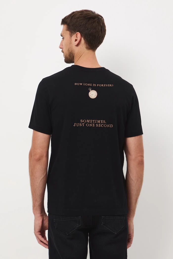 Odzież T-shirt bawełniany męski z nadrukami RW25-TSM905 czarny