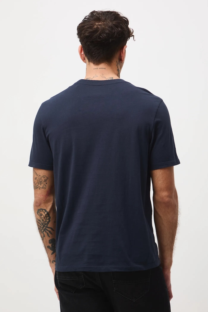 Odzież T-shirt bawełniany męski z nadrukiem RW25-TSMA33 granatowy