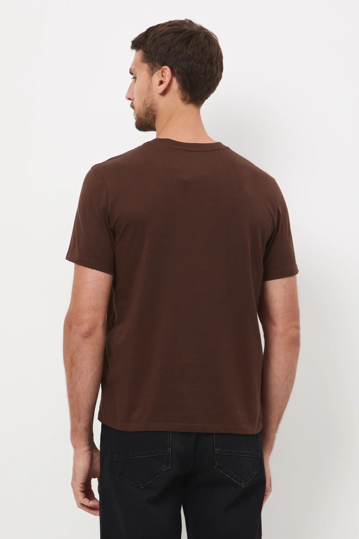 Odzież T-shirt bawełniany męski z nadrukiem RW25-TSMA34 brązowy