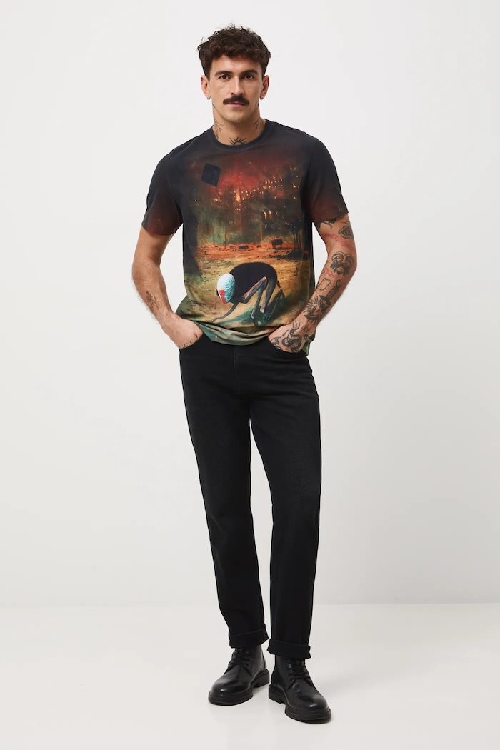 Odzież T-shirt bawełniany męski z elastanem z kolekcji Zdzisław Beksiński x Medicine RW25-TSMA65 multicolor