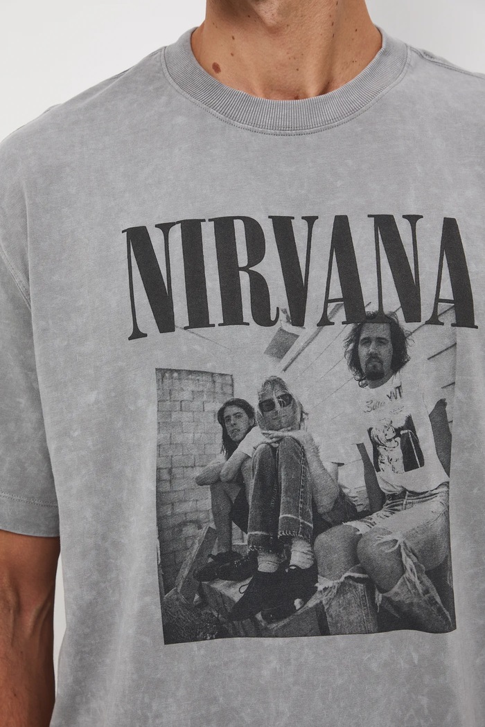 T-shirt bawełniany męski Nirvana RW25-TSMA75 szary