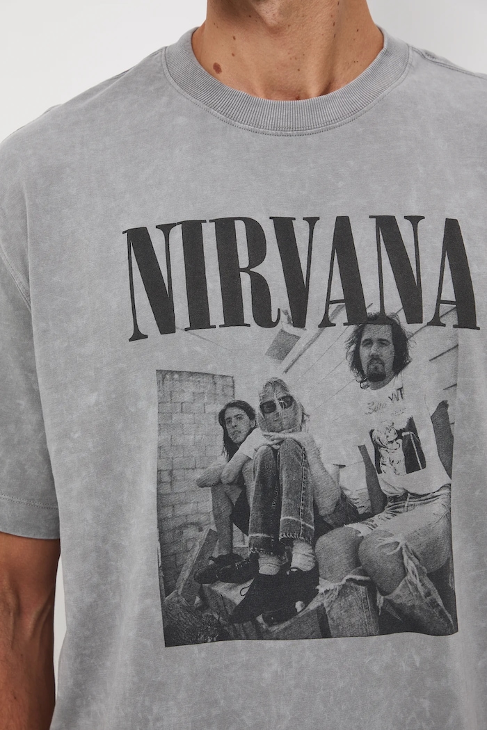 T-shirt bawełniany męski Nirvana RW25-TSMA75 szary