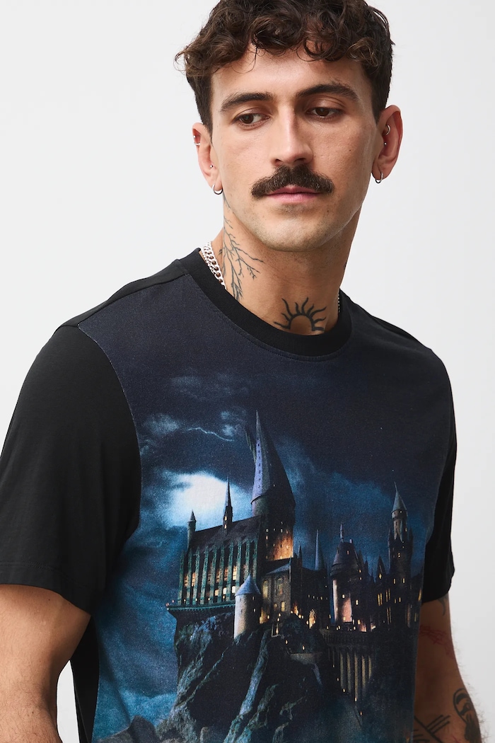 Bavlnené tričko pánske z kolekcie Harry Potter čierna RW25-TSMB53