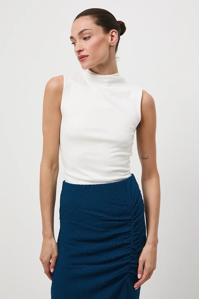 Top damski prążkowany z modalem RW25-TTD030 beżowy