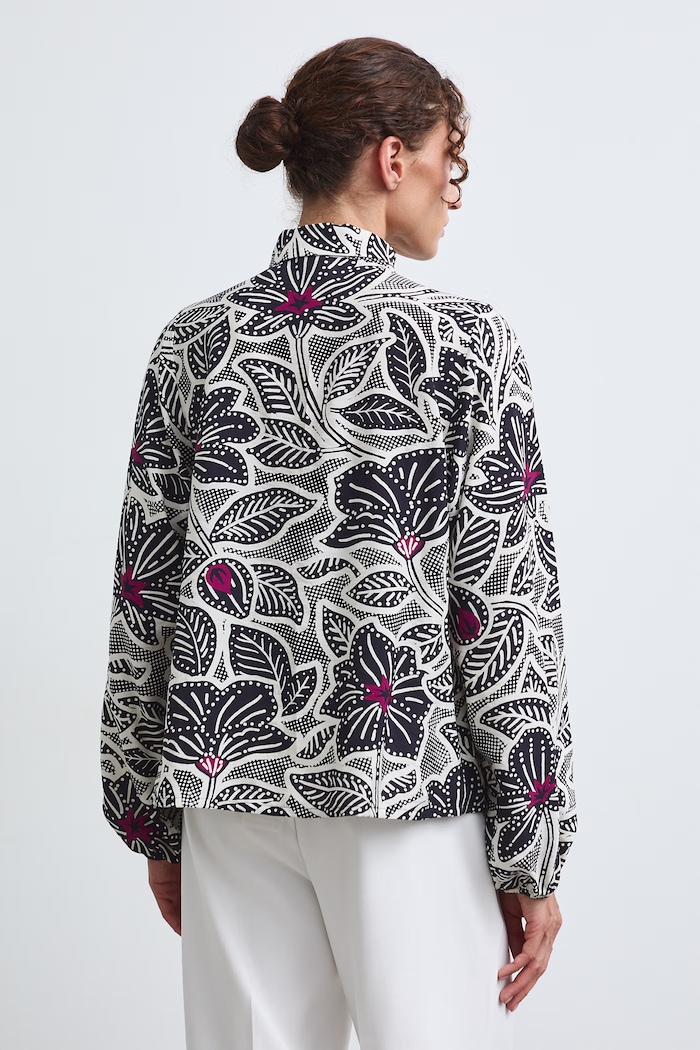 Odzież Bluzka damska z wiskozą z motywem roślinnym RW26-BDD030 multicolor