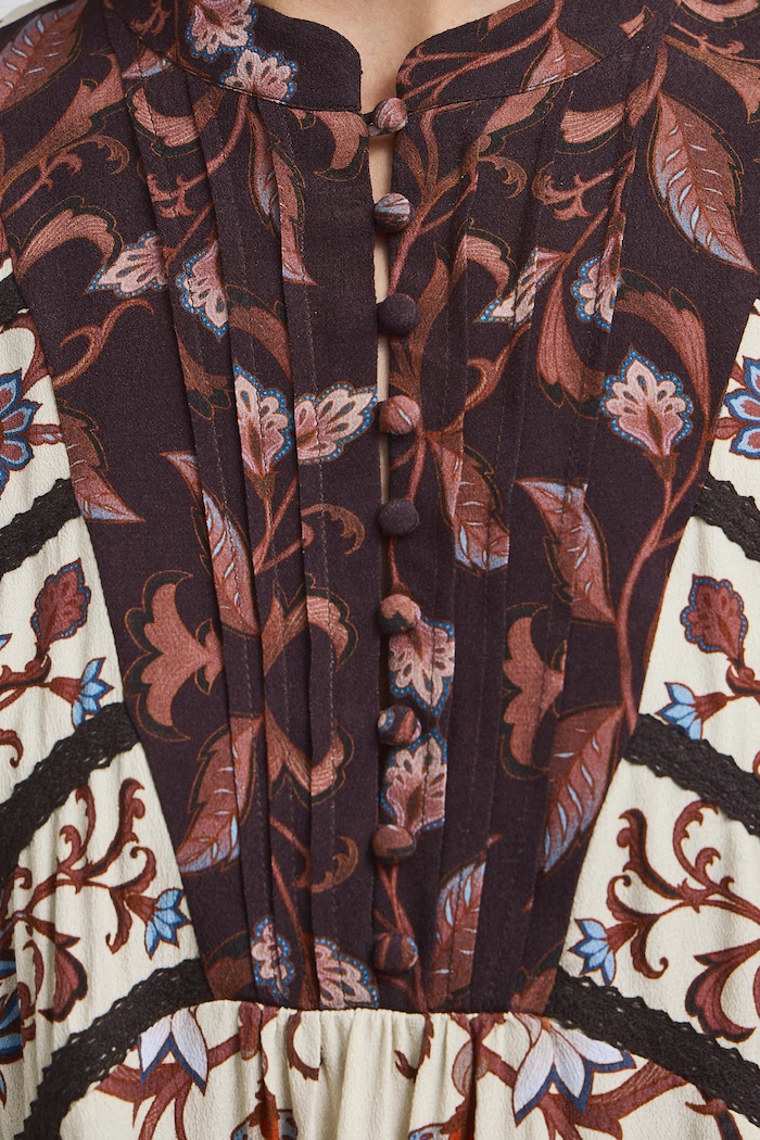 Bluzka damska z wiskozy z motywem roślinnym multicolor RW26-BDD600