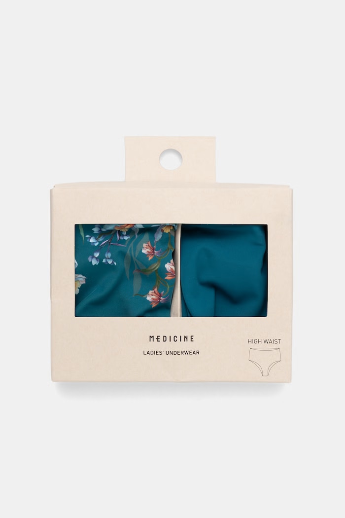 Figi damskie w kwiaty 2-pack turkusowy RW26-BID304