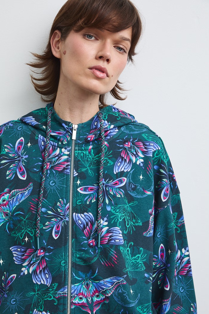 Bluza rozpinana z kapturem damska bawełniana turkusowy RW26-BLD030