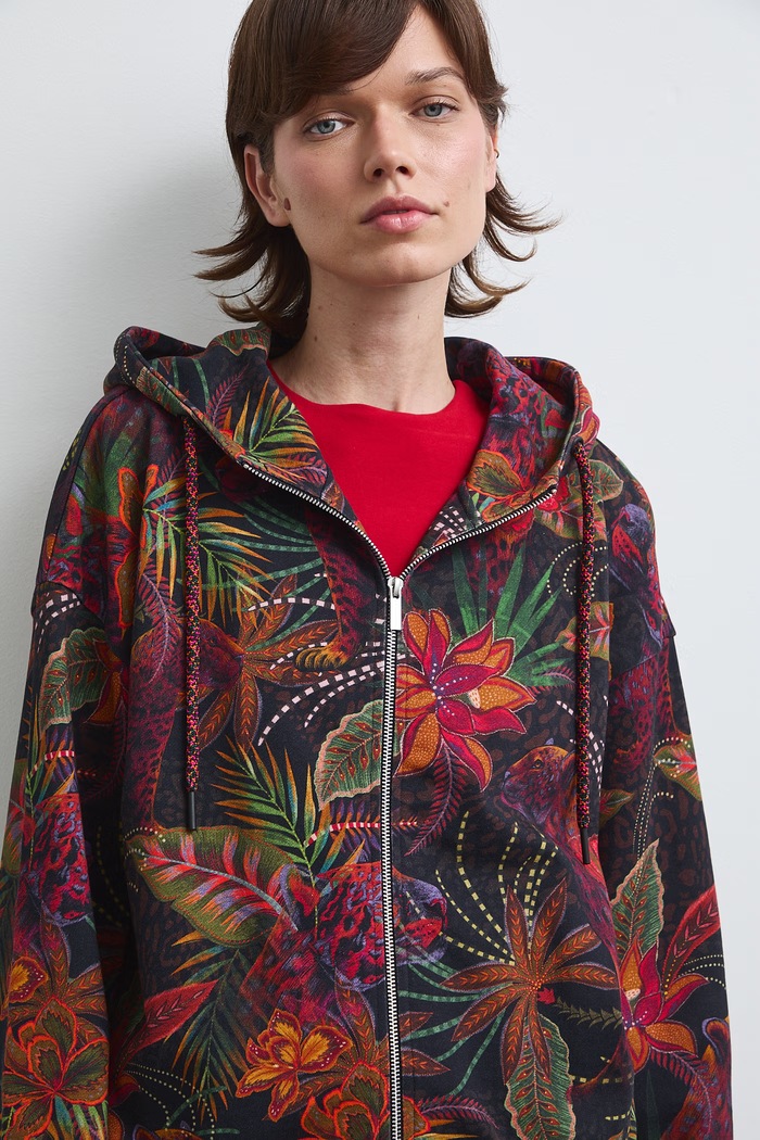 Bluza rozpinana z kapturem damska bawełniana brązowy RW26-BLD030