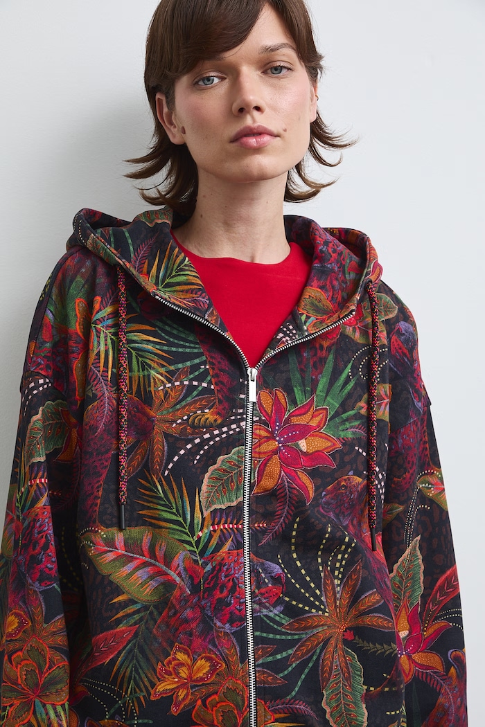 Bluza rozpinana z kapturem damska bawełniana brązowy RW26-BLD030