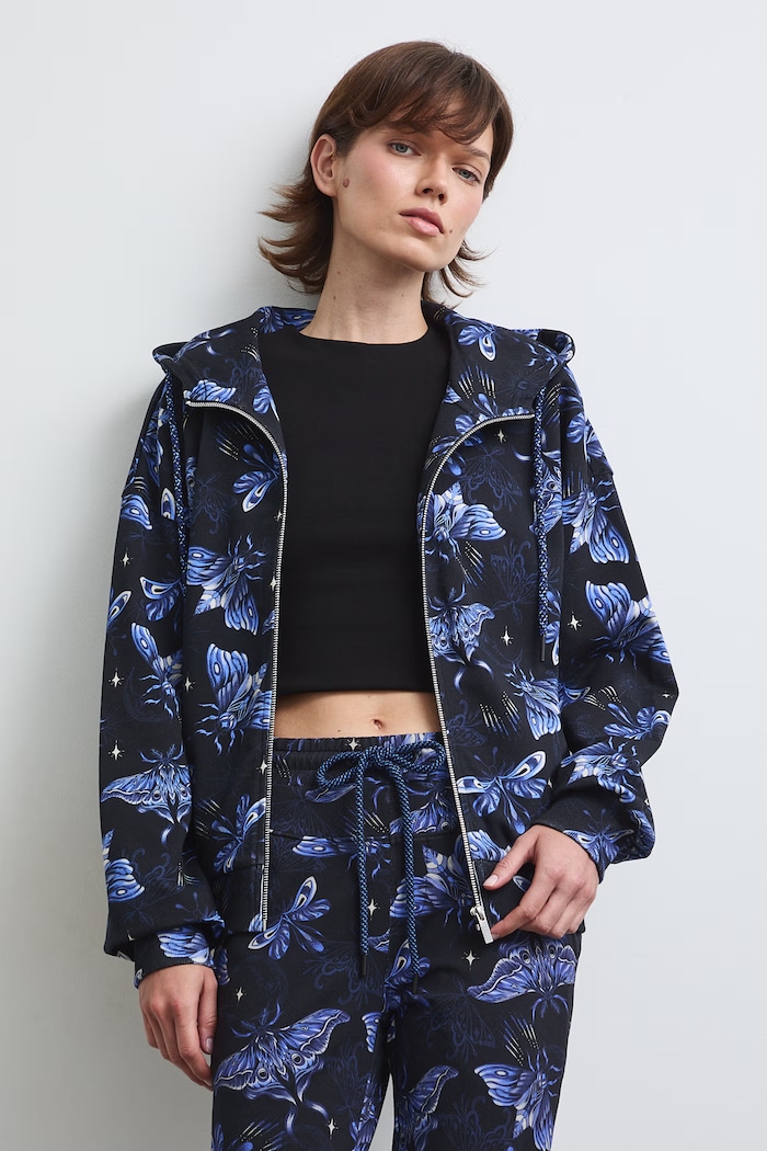 Bluza rozpinana z kapturem damska bawełniana czarny RW26-BLD030