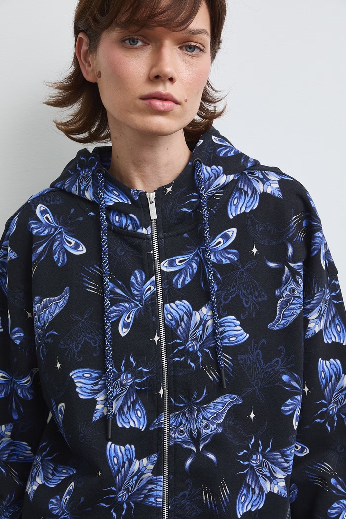 Bluza rozpinana z kapturem damska bawełniana czarny RW26-BLD030