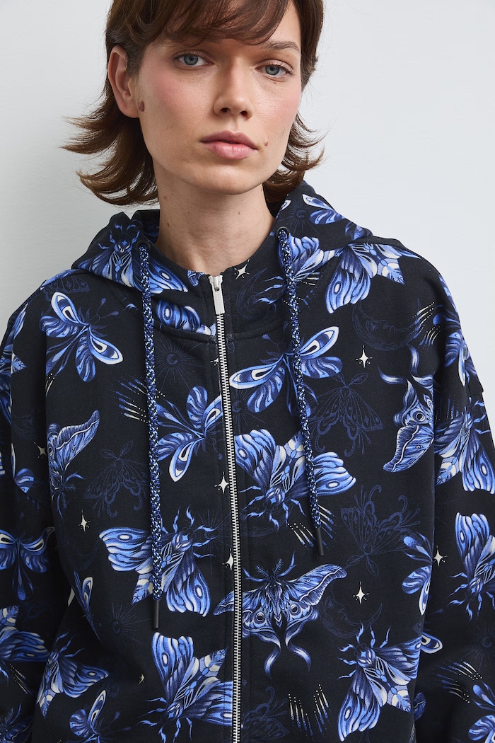 Bluza rozpinana z kapturem damska bawełniana czarny RW26-BLD030