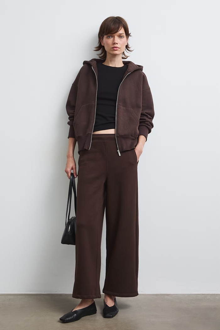 Bluza rozpinana z kapturem damska z bawełną gładka brązowy RW26-BLD031
