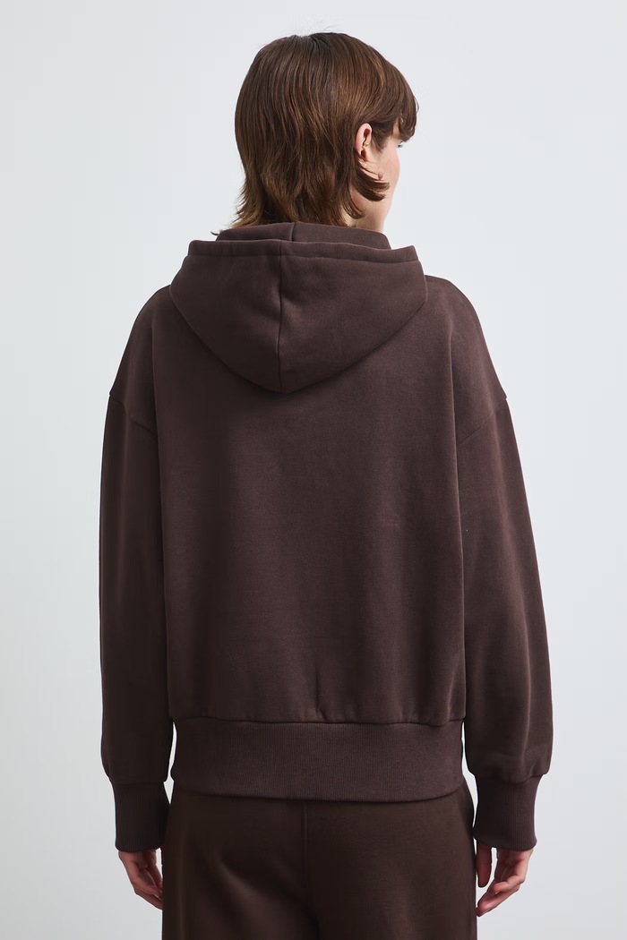 Odzież Bluza rozpinana z kapturem damska z bawełną gładka RW26-BLD031 brązowy
