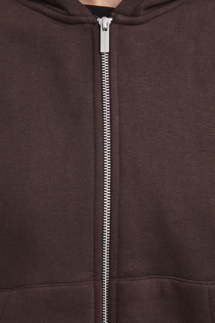 Bluza rozpinana z kapturem damska z bawełną gładka RW26-BLD031 brązowy