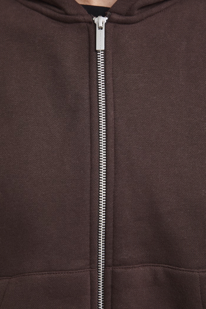 Bluza rozpinana z kapturem damska z bawełną gładka RW26-BLD031 brązowy
