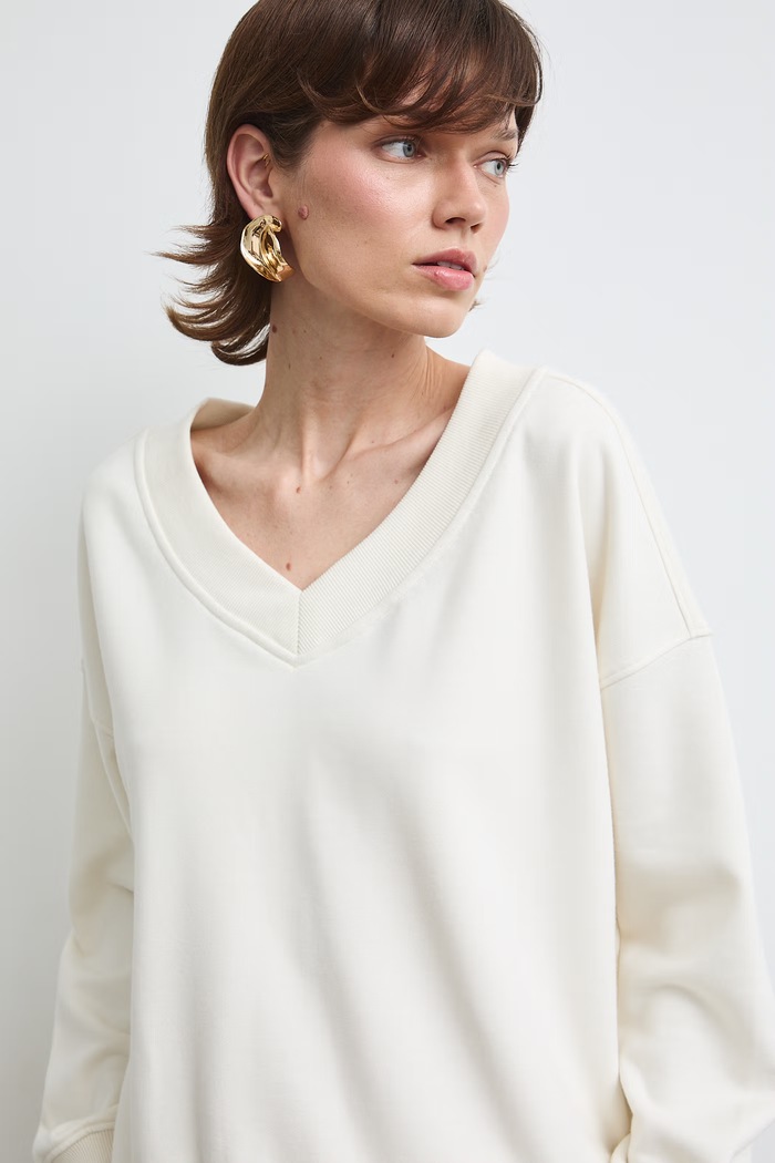Bluza damska z bawełną gładka beżowy RW26-BLD032