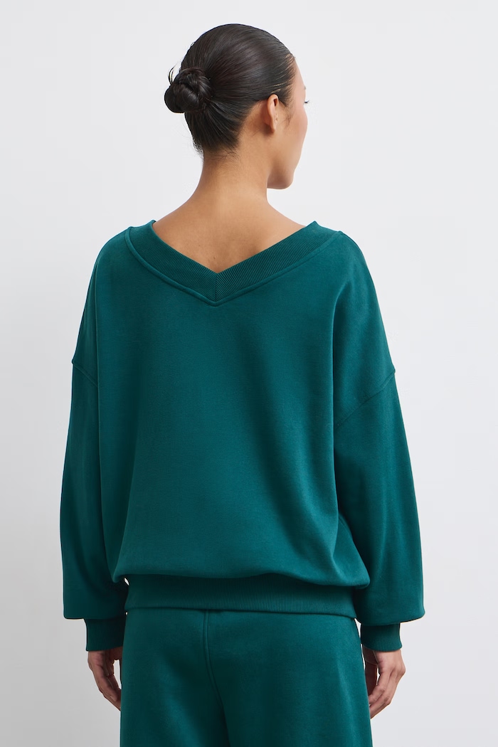 Bluza damska z bawełną gładka RW26-BLD032 turkusowy
