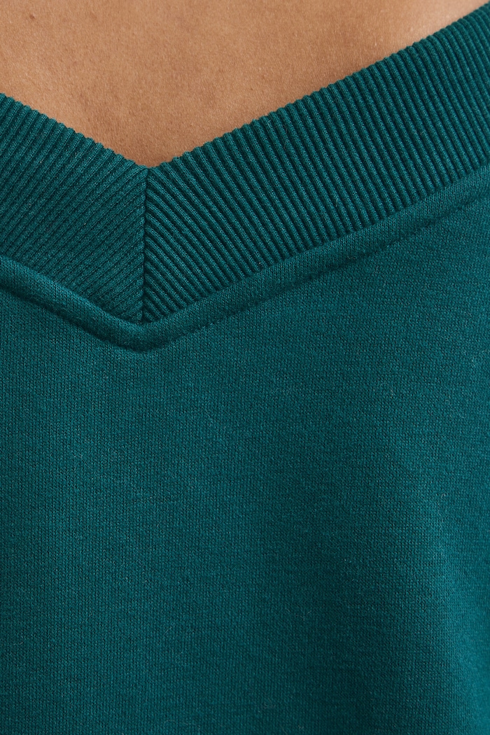 Bluza damska z bawełną gładka turkusowy RW26-BLD032