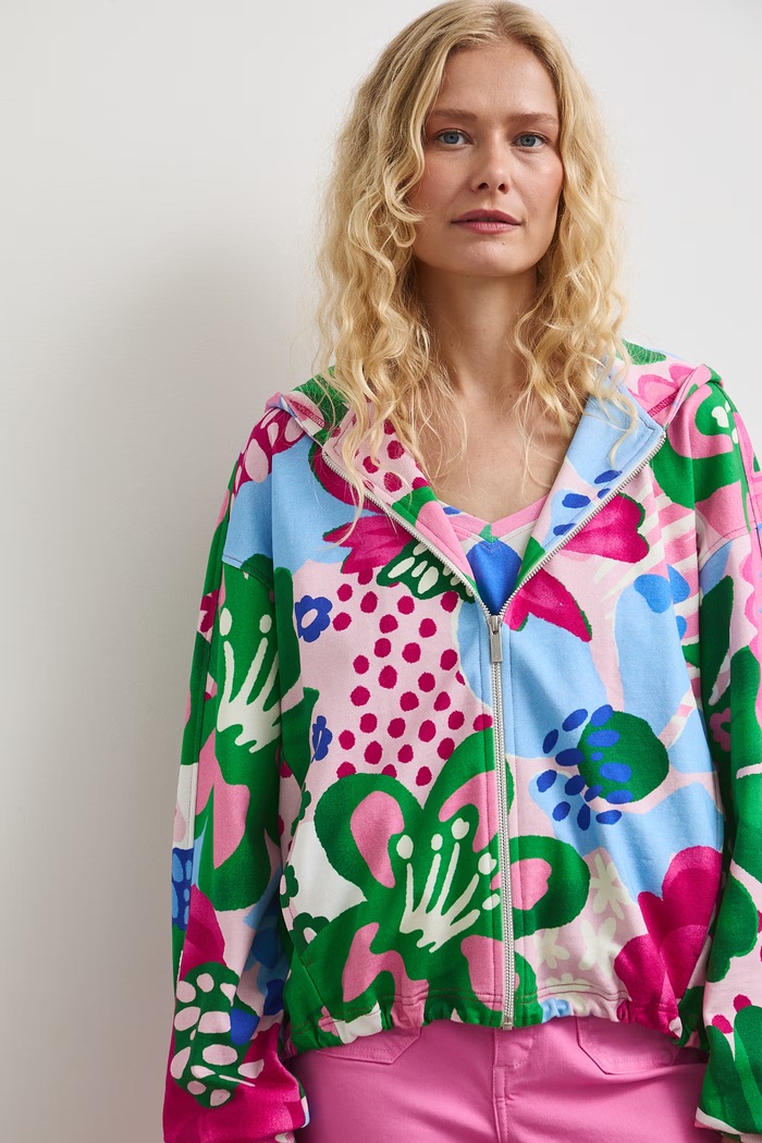 Medicine bluza rozpinana z kapturem damska z bawełną multicolor RW26-BLD101