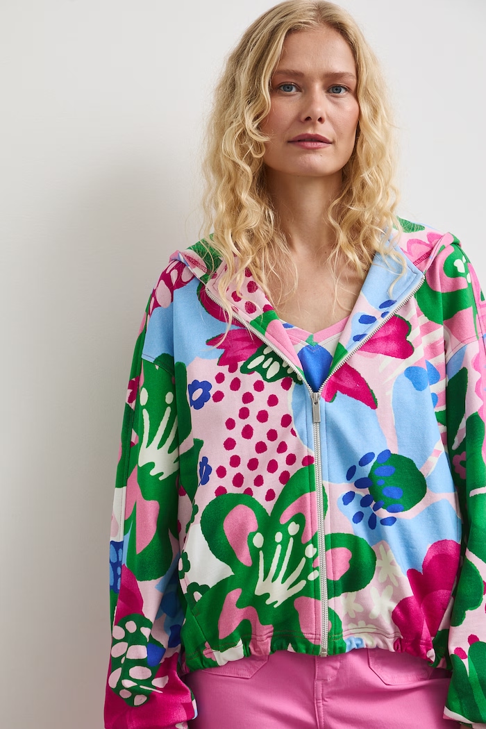 Medicine bluza rozpinana z kapturem damska z bawełną multicolor RW26-BLD101