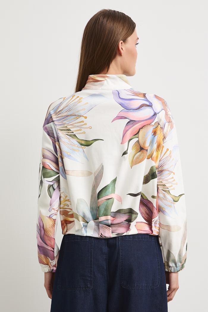 Odzież Bluza rozpinana damska bawełniana w kwiaty RW26-BLD201 beżowy