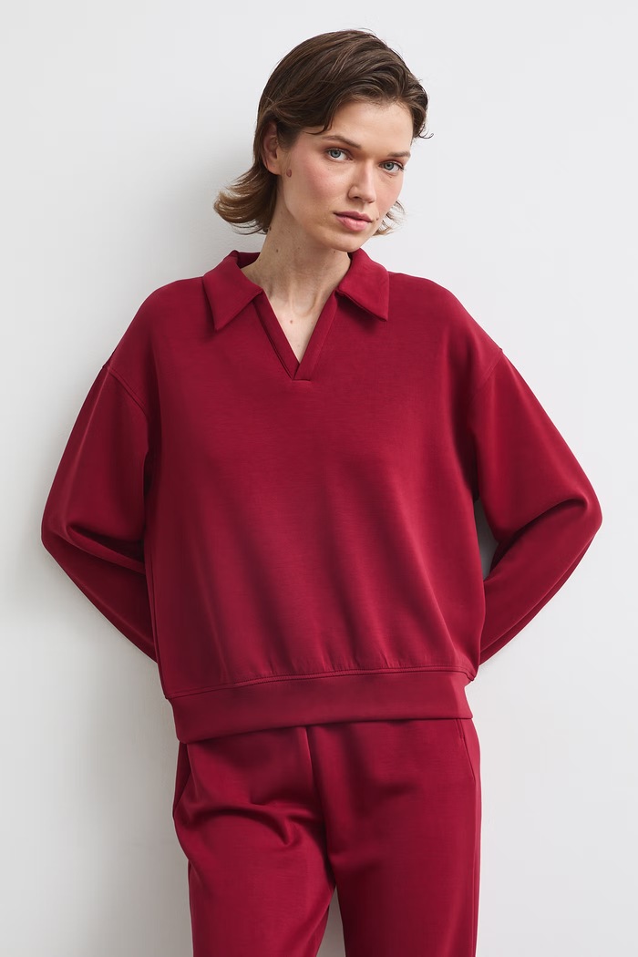 Bluza damska z modalem gładka bordowy RW26-BLD400