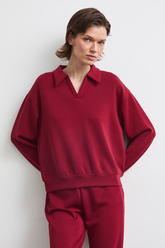Bluza damska z modalem gładka bordowy RW26-BLD400