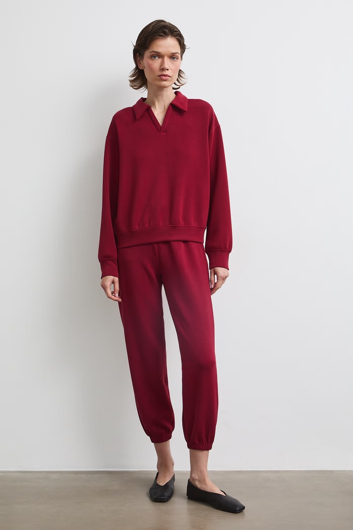 Bluza damska z modalem gładka RW26-BLD400 bordowy RW26