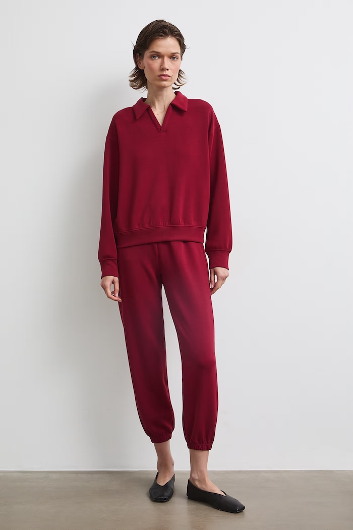 Bluza damska z modalem gładka RW26-BLD400 bordowy RW26