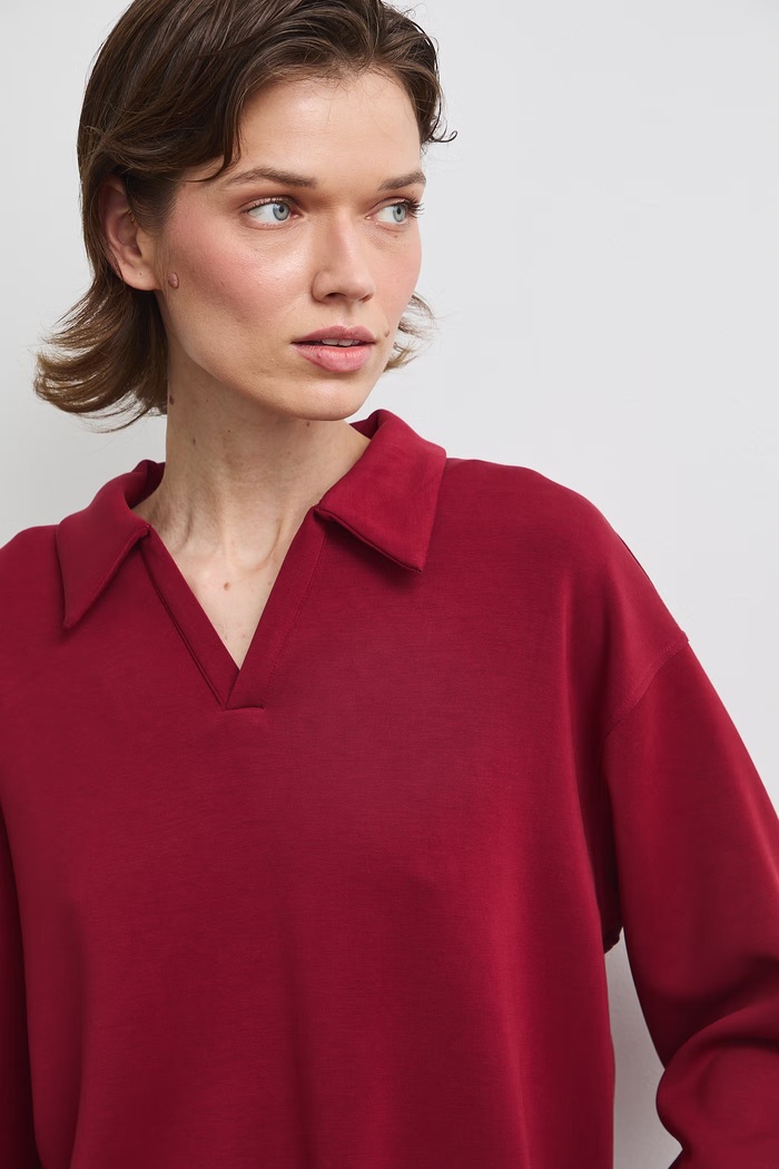 Bluza damska z modalem gładka bordowy RW26-BLD400