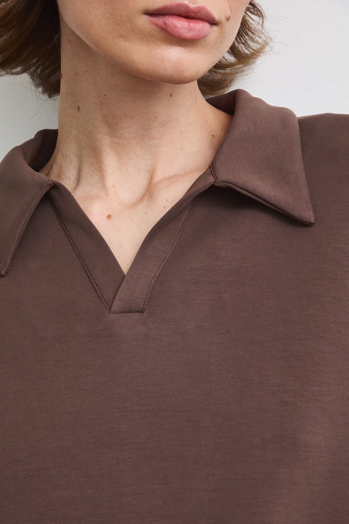Bluza damska z modalem gładka RW26-BLD400 brązowy