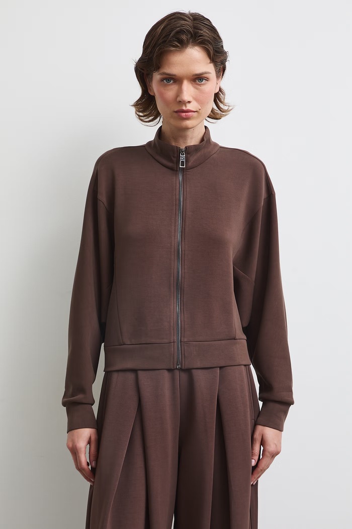 Odzież Bluza rozpinana damska z modalem gładka RW26-BLD401 brązowy